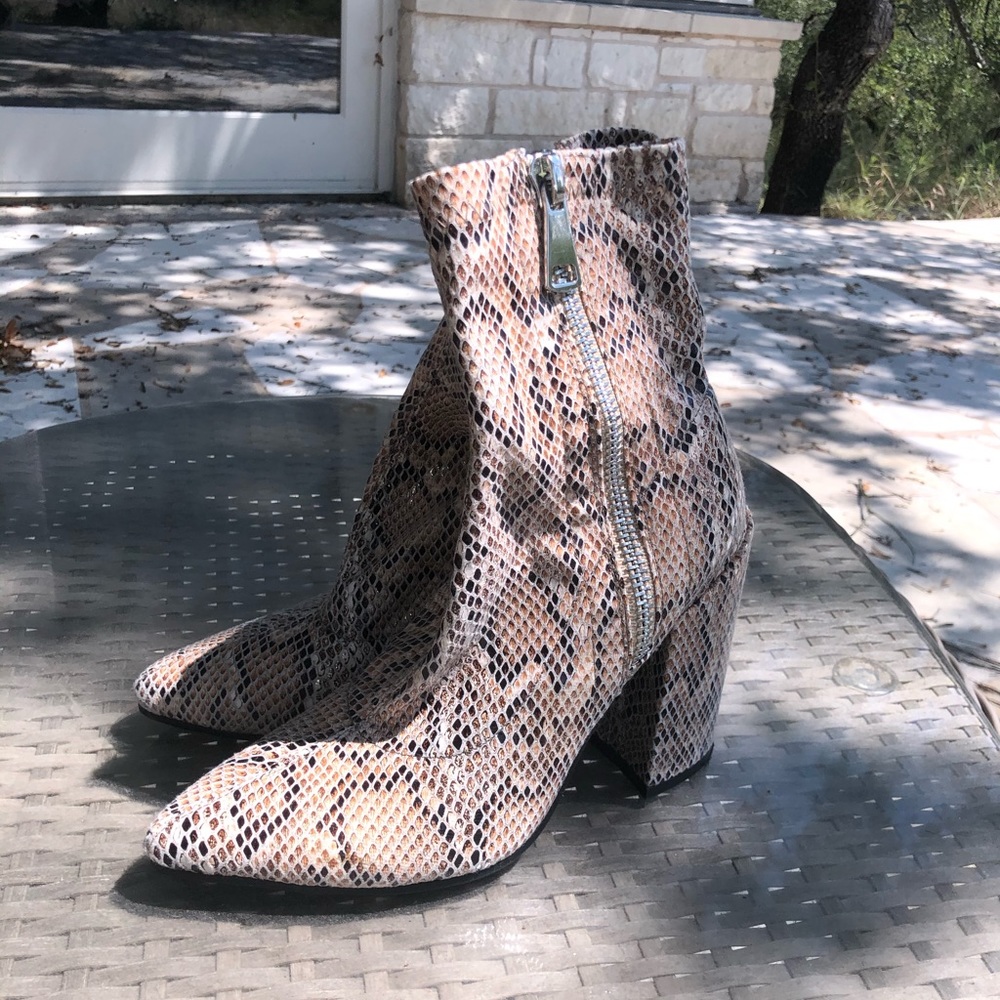 FAUX Snakeskin Heeled Booties